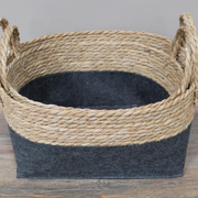 Decorative basket planter featuring a two-tone woven pattern, ideal for modern or rustic decor, weight 1.92kg.