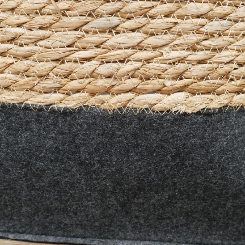 Elegant woven planter in two complementary tones, suitable for tabletops or floors, weighing 1.92kg.
