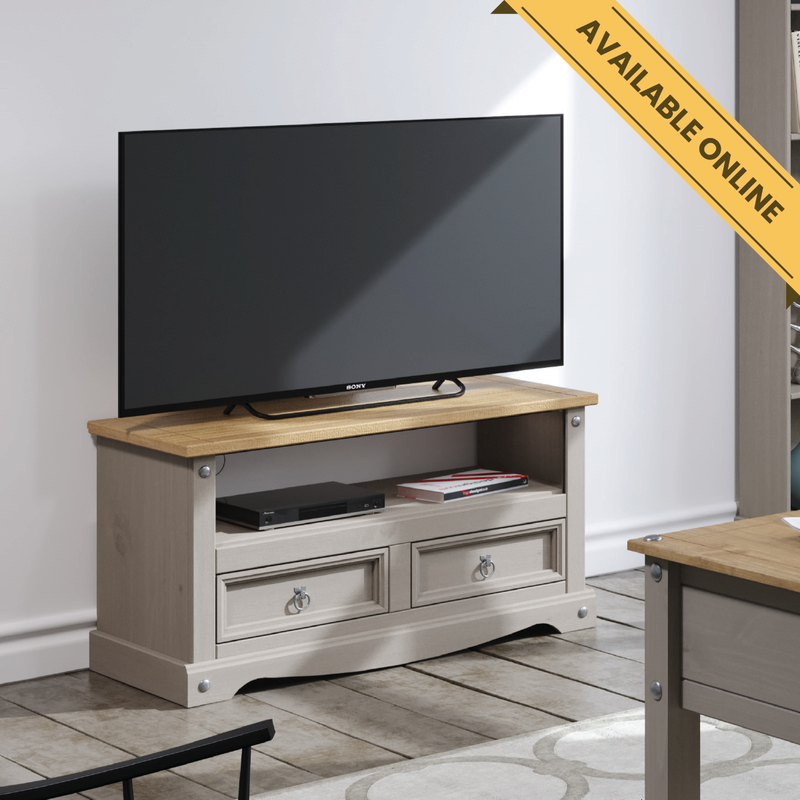 Wide and sturdy TV stand designed for modern entertainment systems, featuring storage space beneath; height 51cm, width 95cm, depth 43cm; weight 18kg.