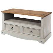 Contemporary flat-screen TV unit with ample surface area and built-in storage below; dimensions: 51cm H × 95cm W × 43cm D; weighs 18 kilograms.