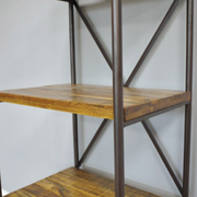 Rustic-modern industrial shelving system with open design, 152cm high, 50cm wide, 37cm deep, total weight 12.5kg.