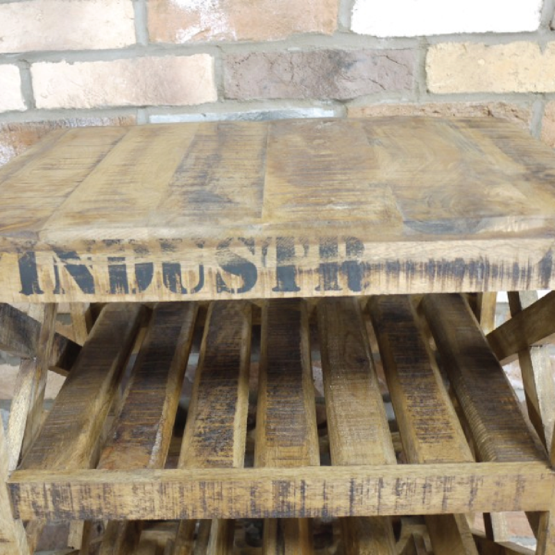 Mobile industrial wine rack on wheels, 88cm high with a 59cm by 41cm footprint, weighing 28kg.