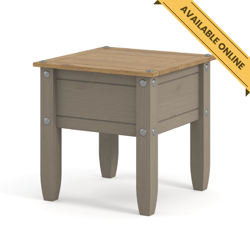 Compact square side table perfect for lamps, small plants, or decorative accents; height 55cm, width 53.8cm, depth 53.8cm; weight 9.5kg.