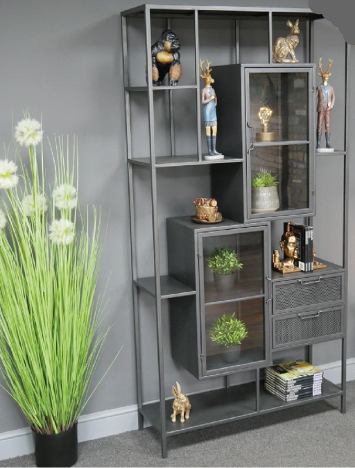 Large glass front display cabinet, H:190cm W:95cm D:34cm, Weight:40kg.
