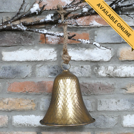 Large textured hanging bell, H:26cm W:22cm D:22cm, Weight:0.35kg.