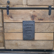 Contemporary industrial sideboard in a bold 179cm width, 82cm tall, 40cm deep, constructed for durability at 66.2kg.