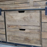 Wide industrial cabinet with clean lines and functional design, 82cm H x 179cm W x 40cm D, weight 66.2kg.
