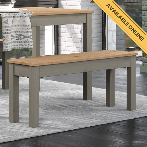 Compact Linea bench designed to complement a 1200mm dining table; height 45cm, width 105cm, depth 30cm; weight 8kg.