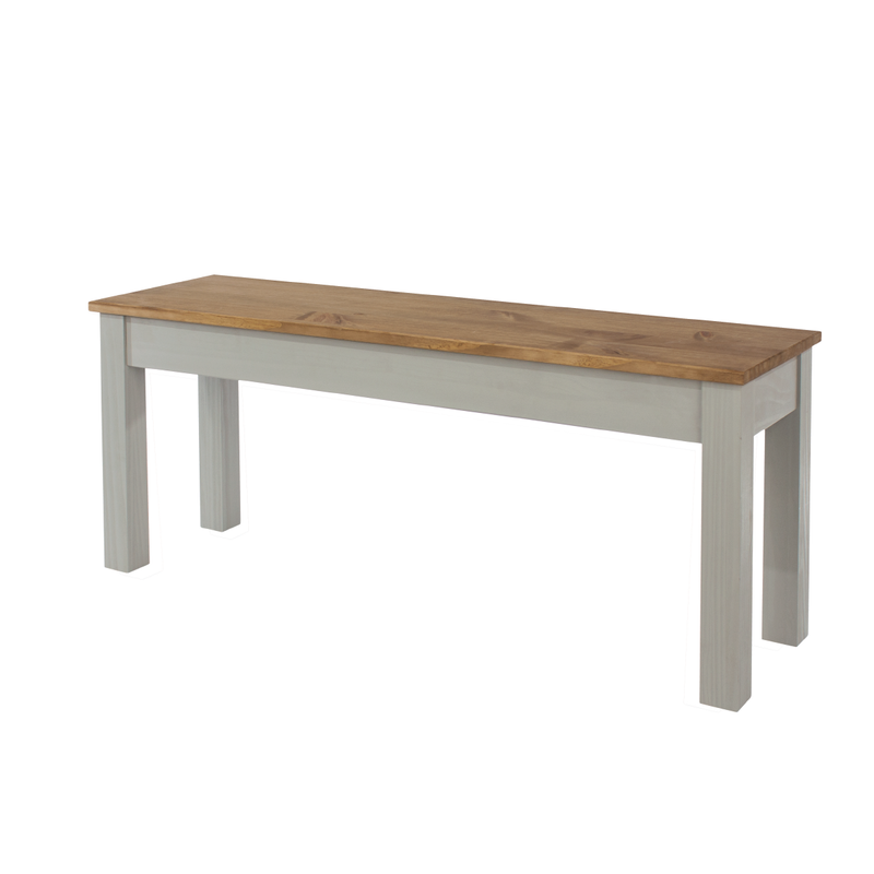 Sturdy wooden bench sized to match the 1200mm Linea table, offering space-efficient seating; dimensions: 45cm H x 105cm W x 30cm D; weighs 8 kilograms.