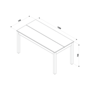 Larger rustic dining bench with a solid build and warm wood grain, ideal for 1500mm rectangular tables; dimensions: 75cm H × 150cm W × 75cm D; weighs 22.5 kilograms.