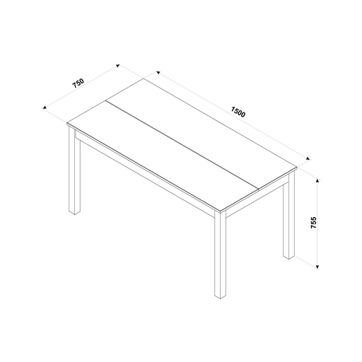 Larger rustic dining bench with a solid build and warm wood grain, ideal for 1500mm rectangular tables; dimensions: 75cm H × 150cm W × 75cm D; weighs 22.5 kilograms.