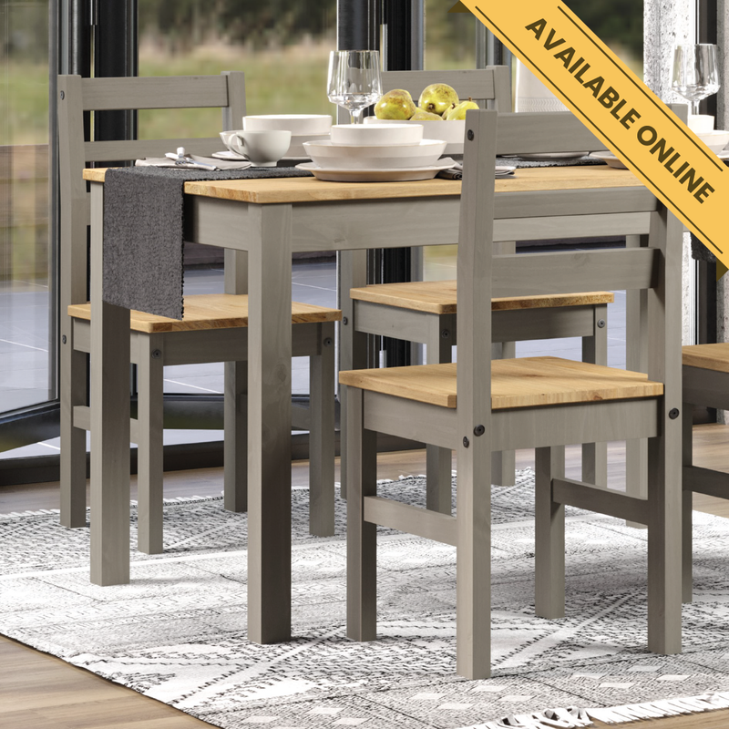 Pair of Linea ladder-back dining chairs offering classic style and reliable support; height 90.5cm, width 40.5cm, depth 43cm; total weight 12kg.