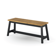 Rustic solid wood bench with an organic live edge and durable legs, offering timeless style for the dining table; size 45.5 x 122.5 x 31.5cm; weight 11kg.