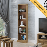 Compact low bookcase ideal for hallways or living rooms, offering neat storage for décor or small collections; height 103.6cm, width 46cm, depth 20cm; weight 8kg.