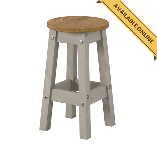 Pair of low round stools with a compact circular design, perfect for casual breakfast nooks or additional seating; height 50.8cm, diameter 32cm; total weight 7kg.