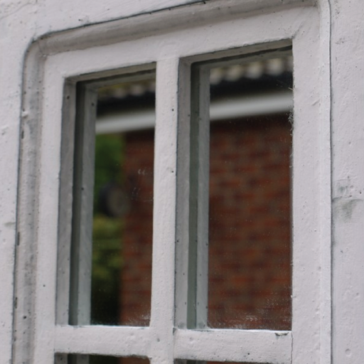 Decorative garden mirror with a faux window frame design, dimensions 58cm H × 50cm W × 3cm D, weight 4.2kg.