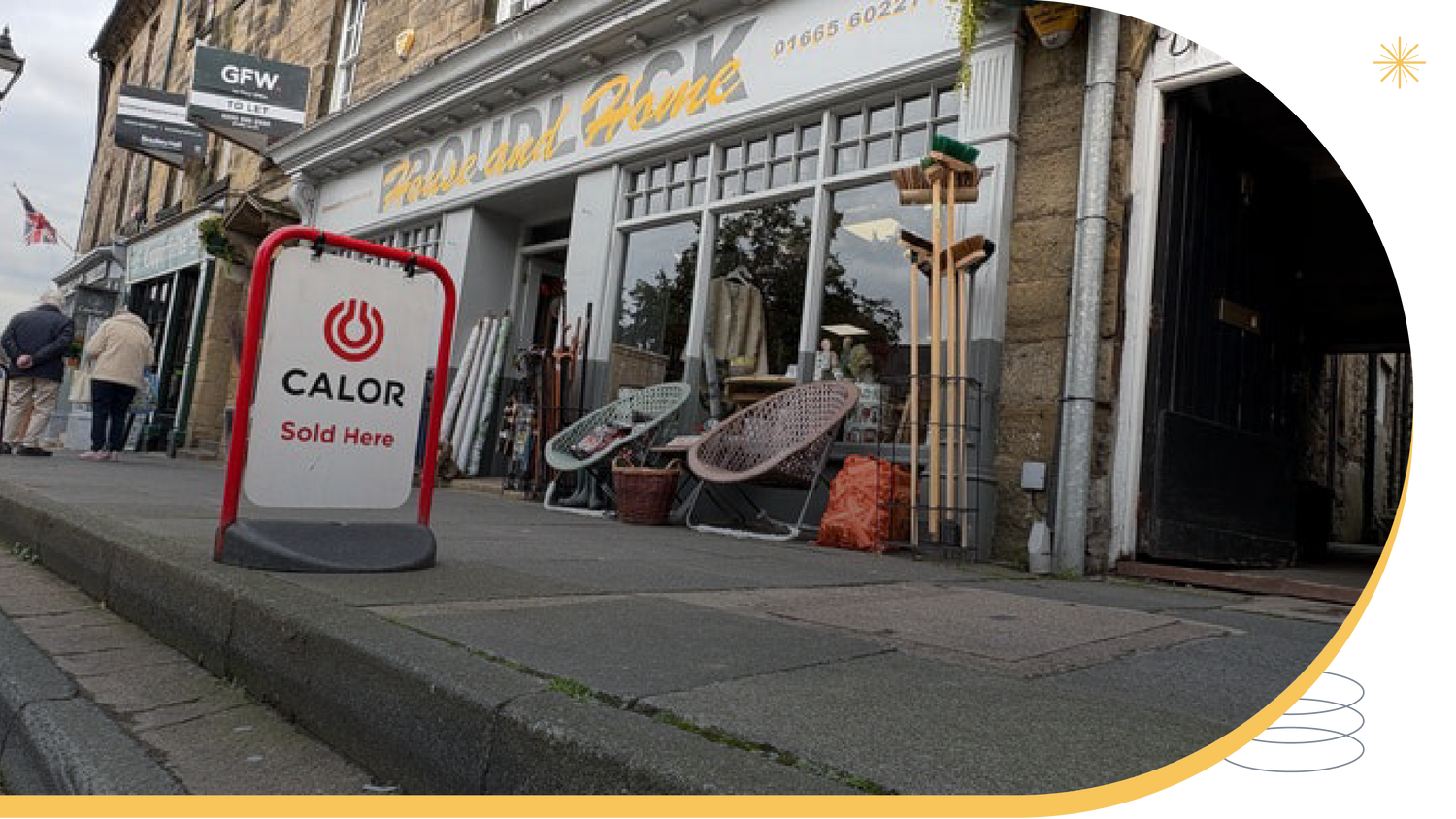 Proudlock’s House & Home storefront in Alnwick, Northumberland showcasing local furniture and homeware