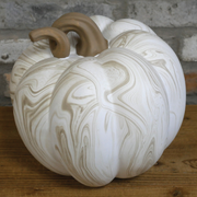 Decorative large pumpkin with a sculpted swirl pattern, perfect for seasonal or year-round display, 26 × 27 × 27cm, 2.0kg.