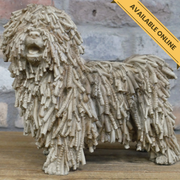 Shaggy dog ornament. A unique and stylish piece, perfect for modern or rustic interiors, 23cm high, 27cm wide, 13cm deep, weighs 0.92kgs.