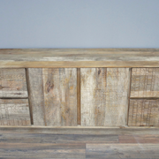 Functional and artistic sideboard with geometric detailing, four drawers, and two doors, 67cm tall, 162cm wide, 45cm deep, 48.20kg.