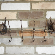 Rustic-style multi-hook coat rack designed as a stag silhouette, 50cm wide by 22cm high by 9cm deep, 1.5kg in weight.