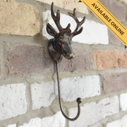 Wall mounted stag head hook, H:25cm W:8cm D:6cm, Weight:0.37kg.