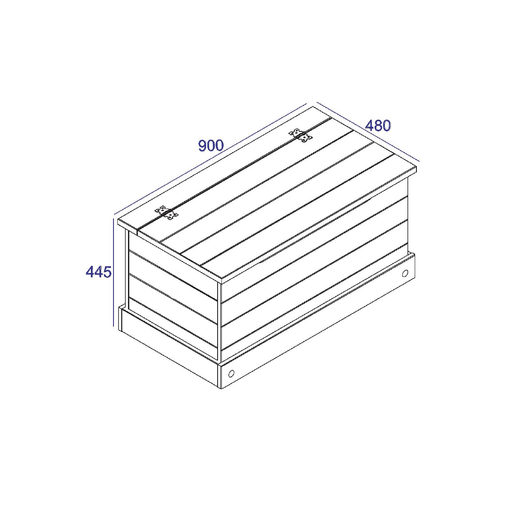 Durable pine storage chest with a hinged lid, ideal for organizing bedding or children's toys, 44.5cm tall by 90.2cm wide by 48cm deep, 15.5kg in weight.
