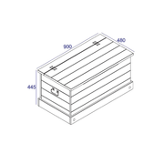Classic storage trunk with a spacious interior, great for keeping bedding, toys, or off-season accessories neatly tucked away; size: 44.5 x 90.2 x 48cm; weight 19kg.