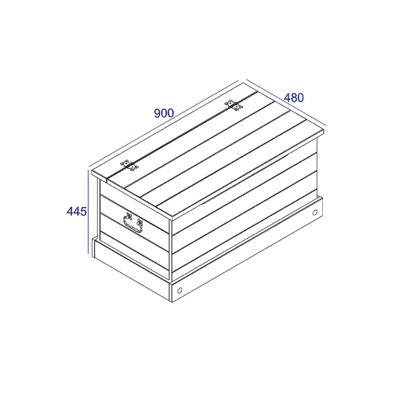 Classic storage trunk with a spacious interior, great for keeping bedding, toys, or off-season accessories neatly tucked away; size: 44.5 x 90.2 x 48cm; weight 19kg.