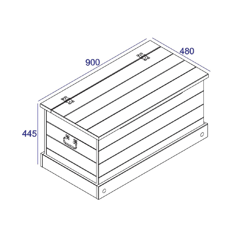 Sturdy storage chest crafted from pine, offering generous space for linens, toys, or holiday décor; measures 44.5cm tall, 90.2cm wide, and 48cm deep; total weight 16kg.
