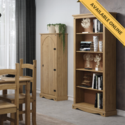 Tall bookcase with ample shelving for books or decorative items, featuring a timeless design and natural wood warmth; height 177.6cm, width 80cm, depth 29.6cm; weight 24.5kg.