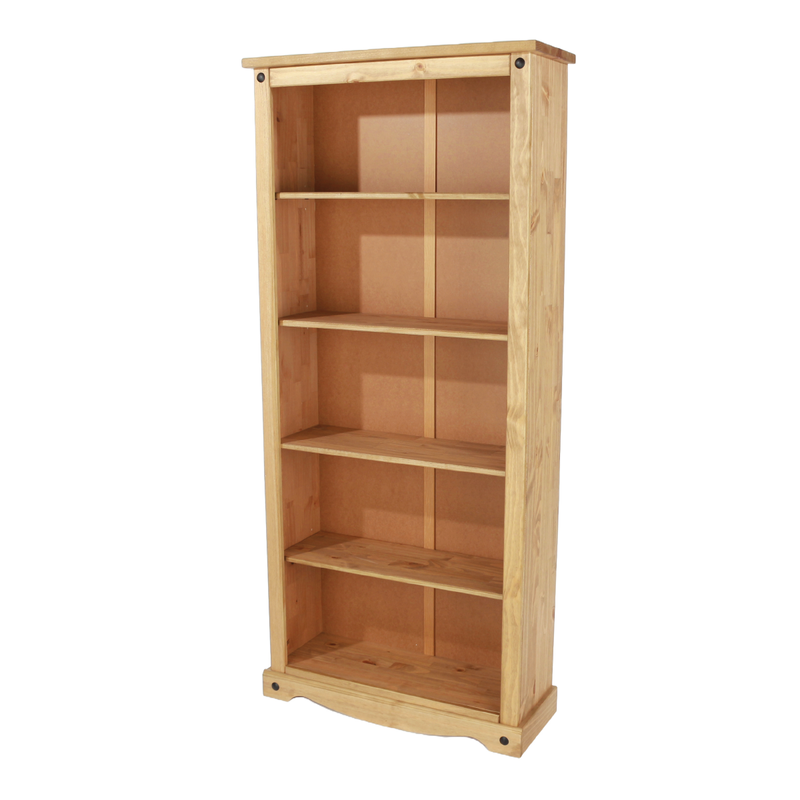 Spacious vertical bookshelf offering generous storage for literature and décor, crafted with classic styling and warm natural tones; dimensions: 177.6 x 80 x 29.6cm; weighs 24.5kg.