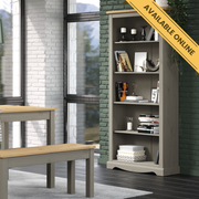 Tall bookcase with ample open shelving, perfect for showcasing books, photos, or decorative objects; height 177.6cm, width 80cm, depth 29.6cm; weight 24.5kg.