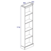 Tall and slim bookcase designed to fit small areas without sacrificing style or stability; overall size 176 x 46 x 20cm; weight 11.5kg.