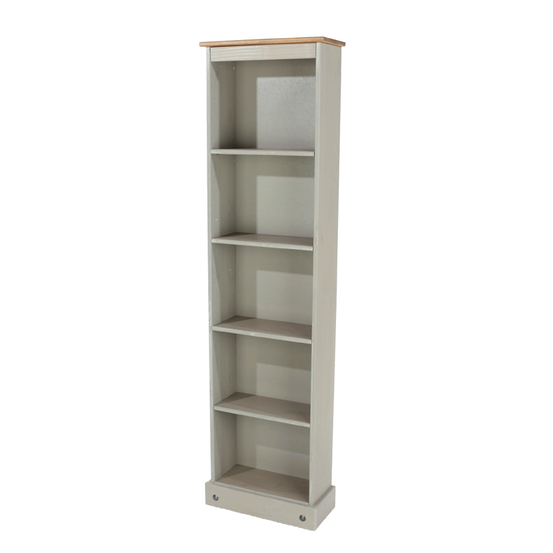 Space-saving vertical bookshelf with a slim profile, ideal for compact areas needing stylish storage; dimensions: 176cm H × 46cm W × 20cm D; weighs 11.5 kilograms.