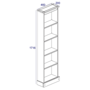 Tall and narrow shelving unit perfect for displaying books or décor in confined spaces; measures 176cm tall, 46cm wide, and 20cm deep; total weight 11.5kg.