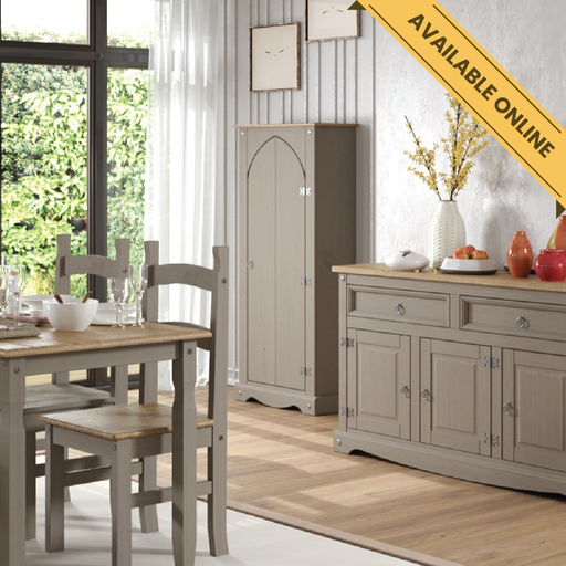 Compact wooden cupboard ideal for storing linens, dishes, or household essentials; height 143.5cm, width 60cm, depth 31.6cm; weight 21kg.