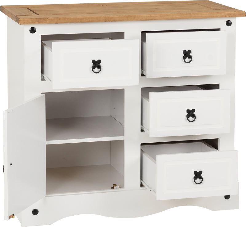 Corona 1 Door 4 Drawer Sideboard - White