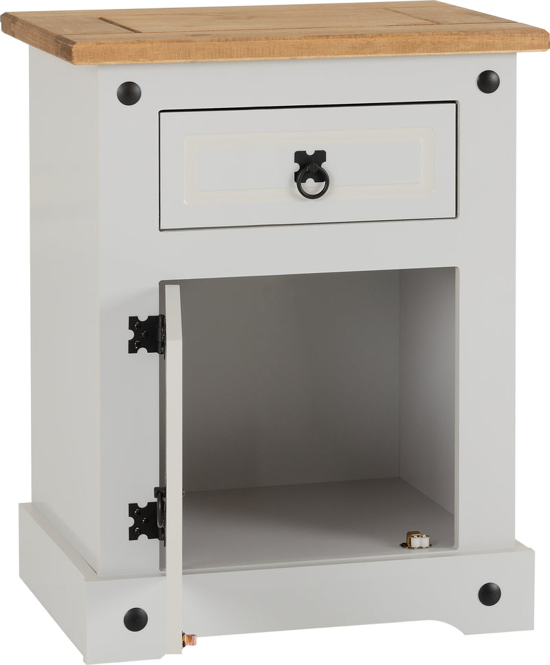 Corona 1 Drawer 1 Door Bedside Cabinet - Grey