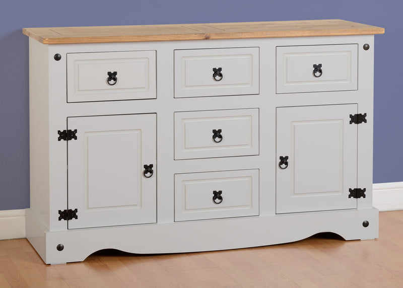 Corona 2 Door 5 Drawer Sideboard - Grey