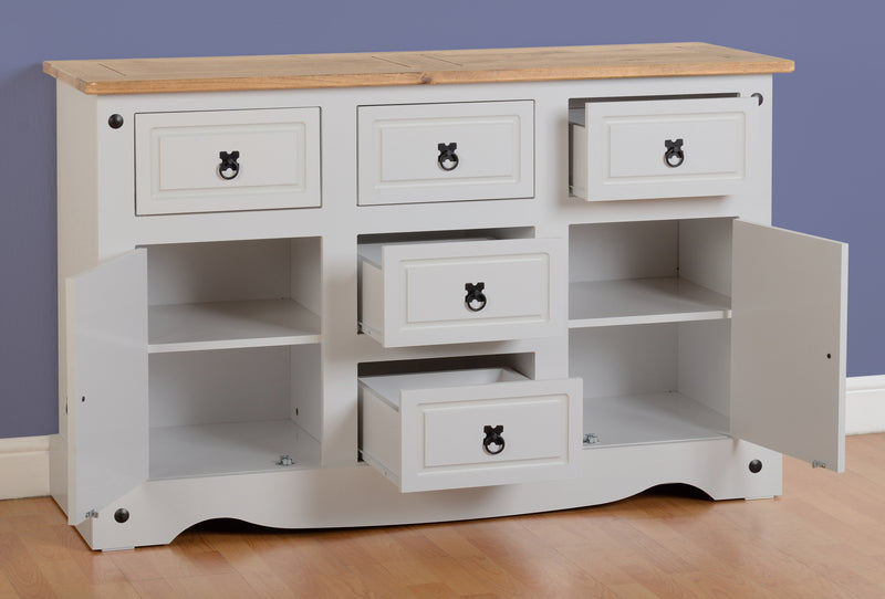 Corona 2 Door 5 Drawer Sideboard - Grey