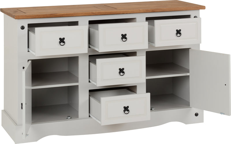 Corona 2 Door 5 Drawer Sideboard - Grey