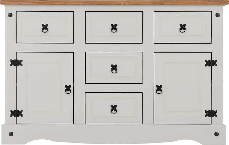 Corona 2 Door 5 Drawer Sideboard - Grey