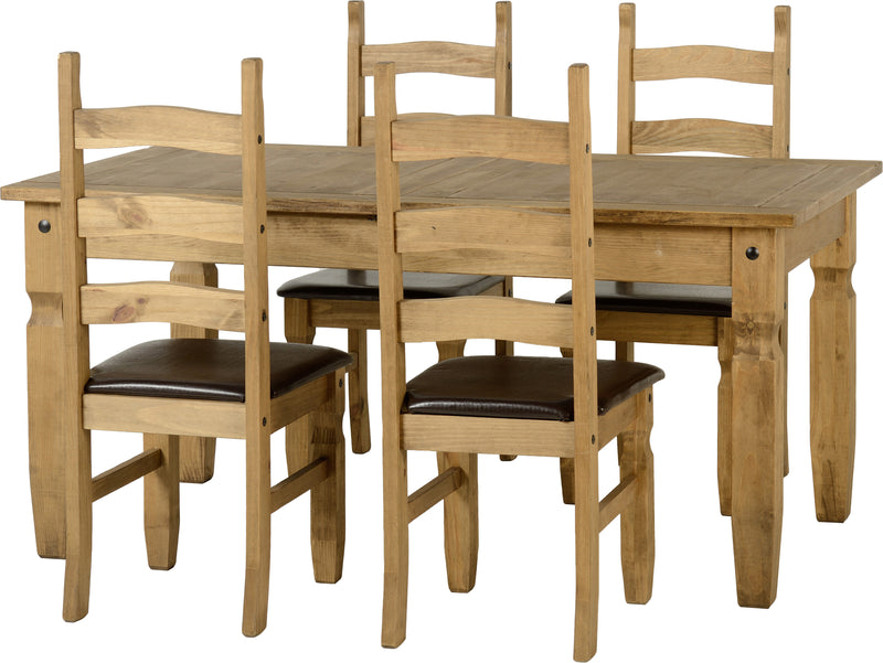Corona Extending Dining Set - 4 Brown Chairs