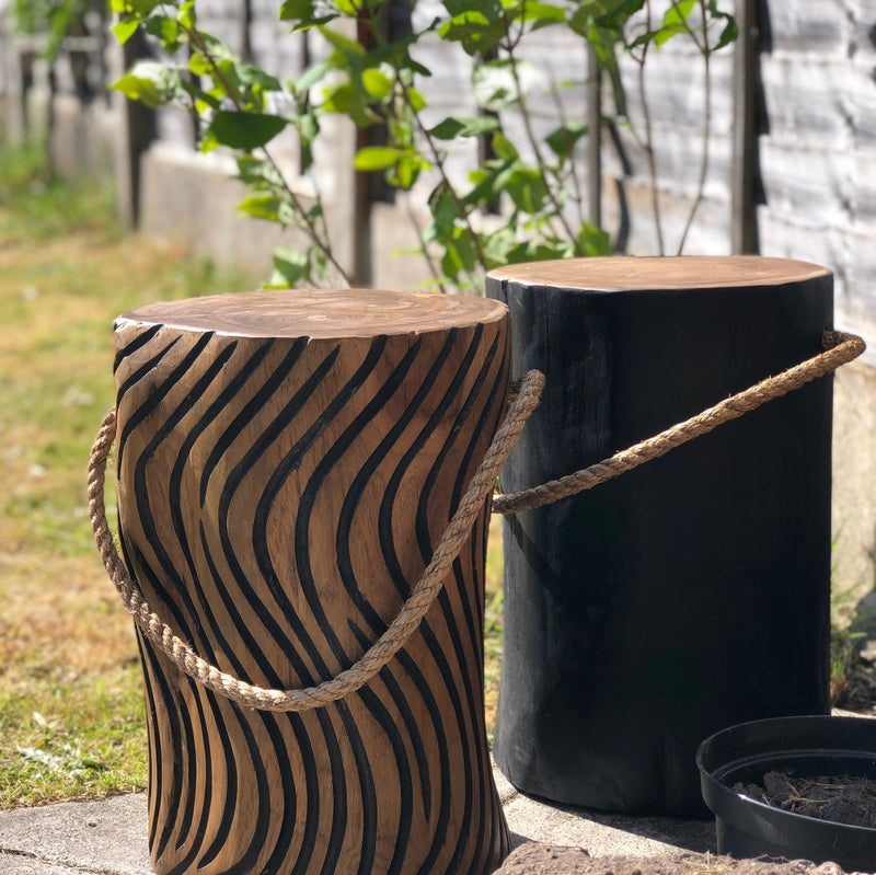 STOMP Natural Teak Root Stool - Black