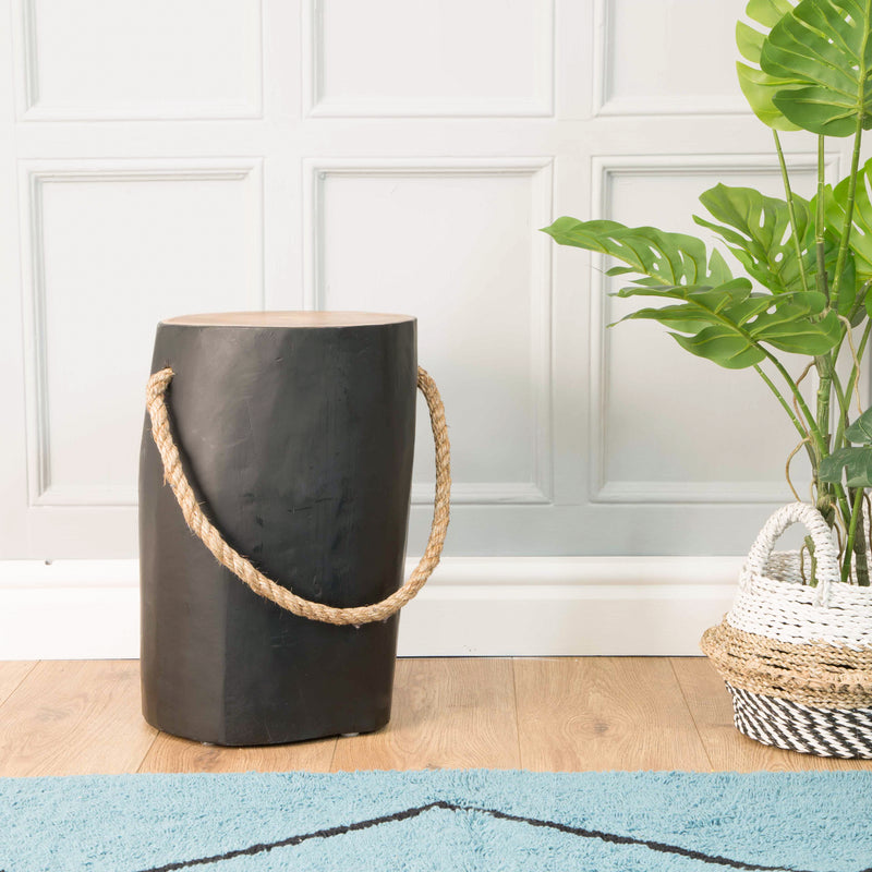 STOMP Natural Teak Root Stool - Black