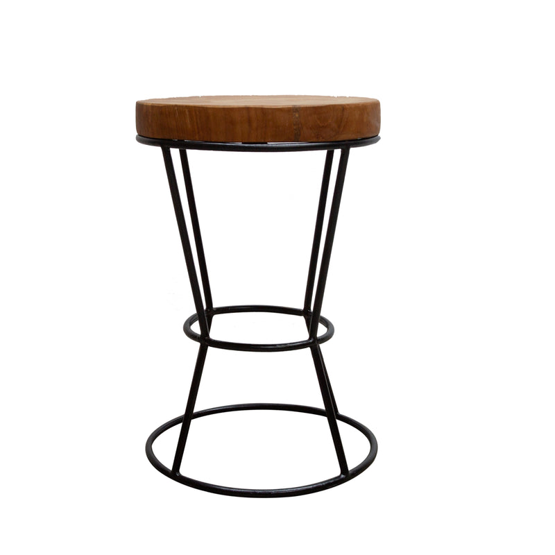 LILLIAN Wood & Steel Round Stool