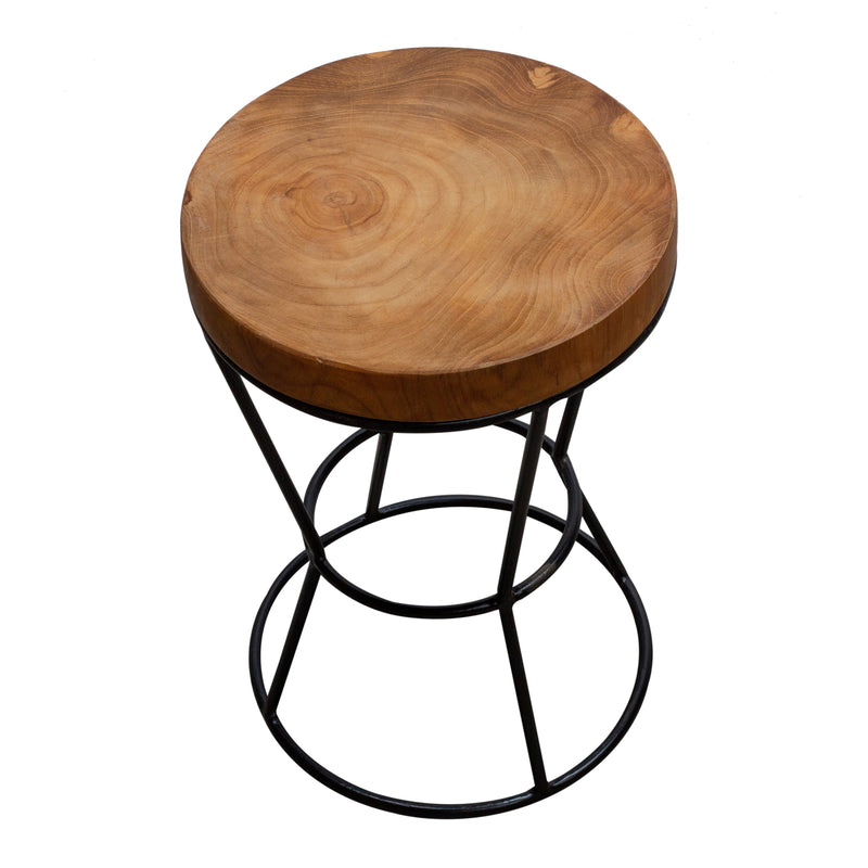 LILLIAN Wood & Steel Round Stool