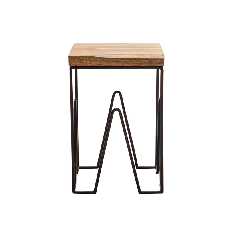 LILLIAN Wood & Steel Square W Stool