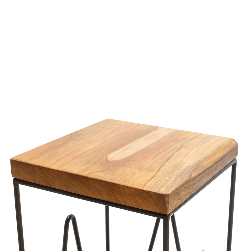 LILLIAN Wood & Steel Square W Stool